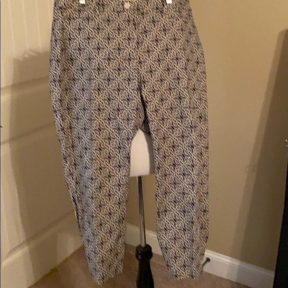 NWOT Talbots Navy & White Printed Ankle Pants, 16W